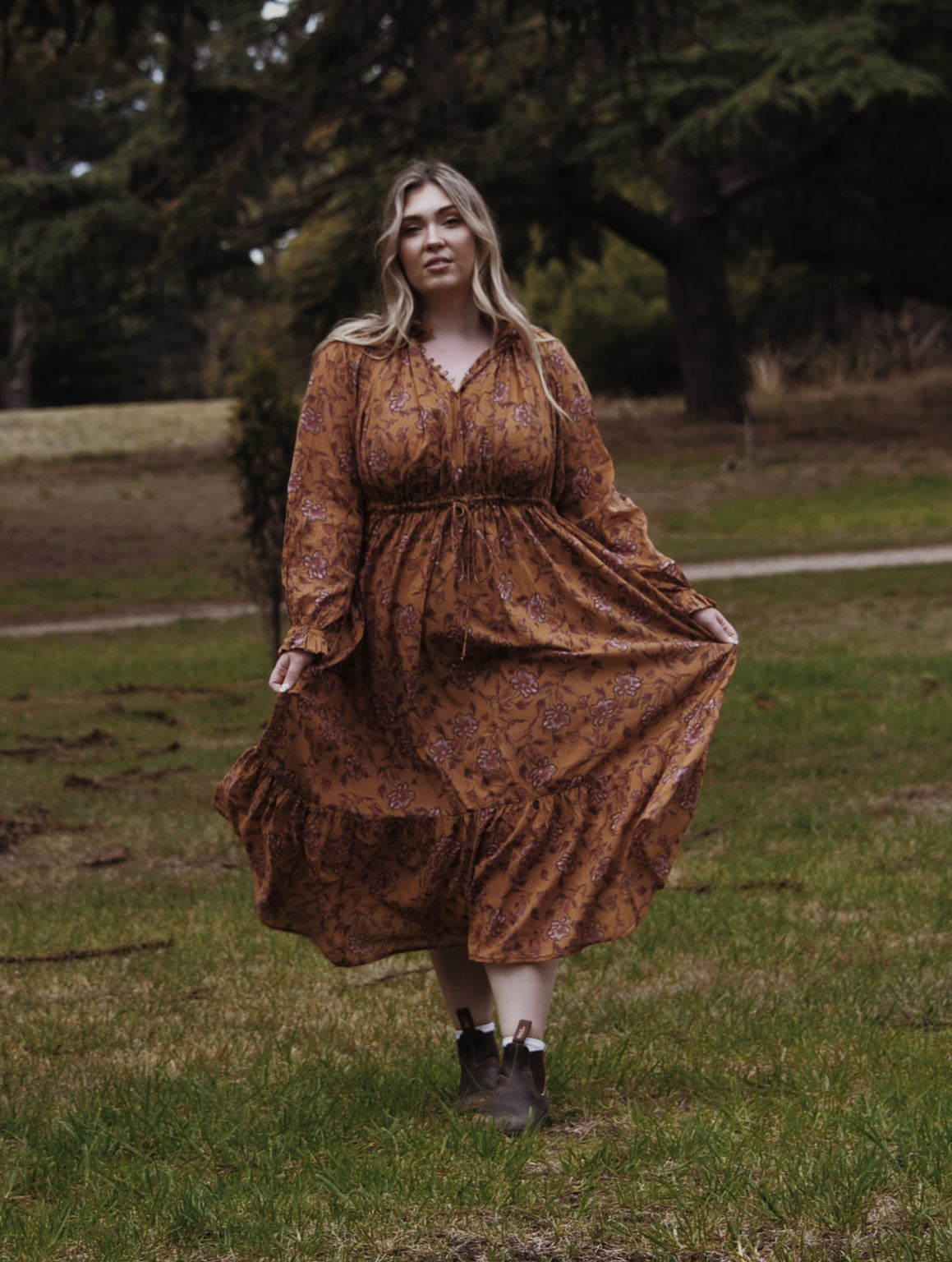 PRAIRIE DRESS ITOH PEONY HAND PAINTED PRINT