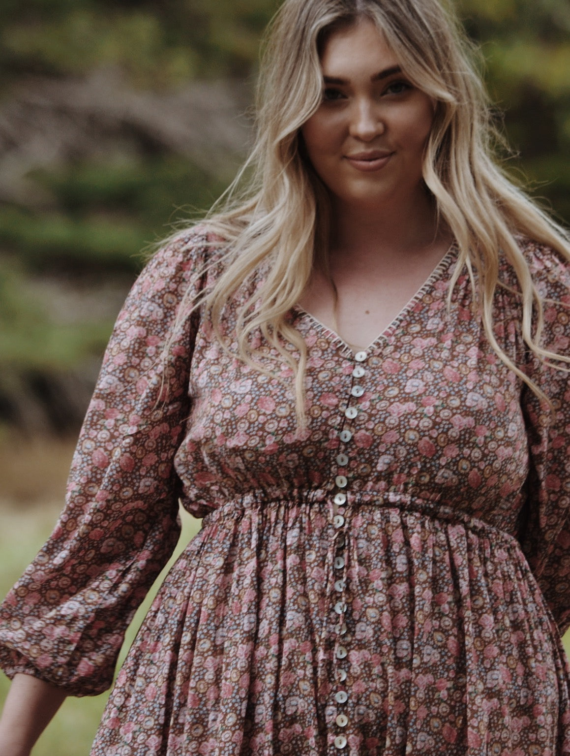 SMALL RESTOCK - MAÈLI MIDI DRESS BROWN FLORAL