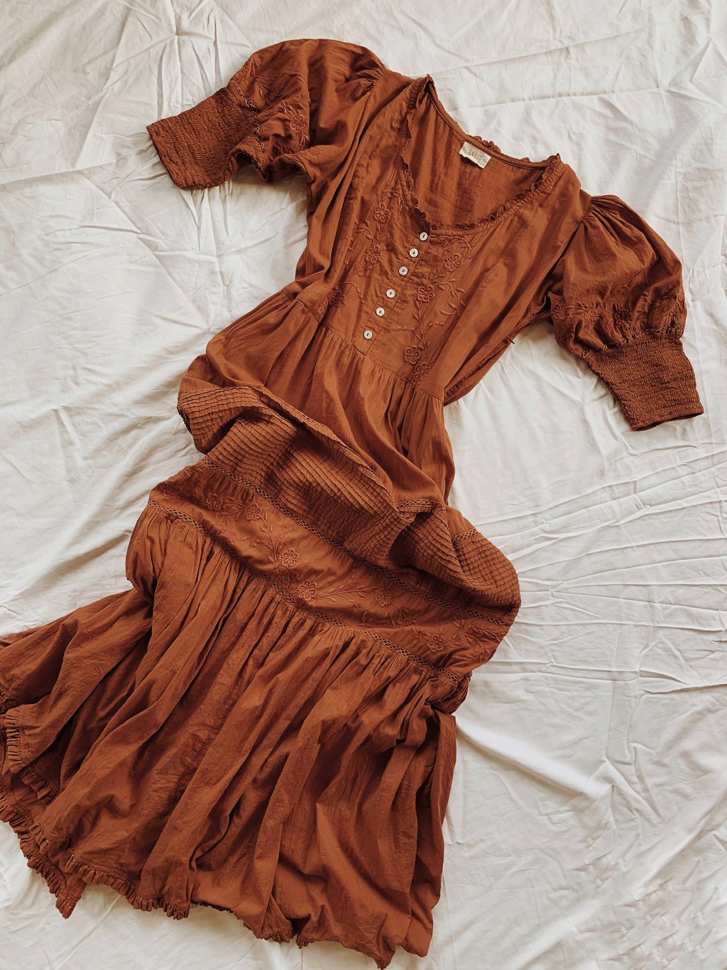 PRELOVED - 100% RECYCLED COTTON - AUGUSTINE MAXI DRESS DESERT CLAY S