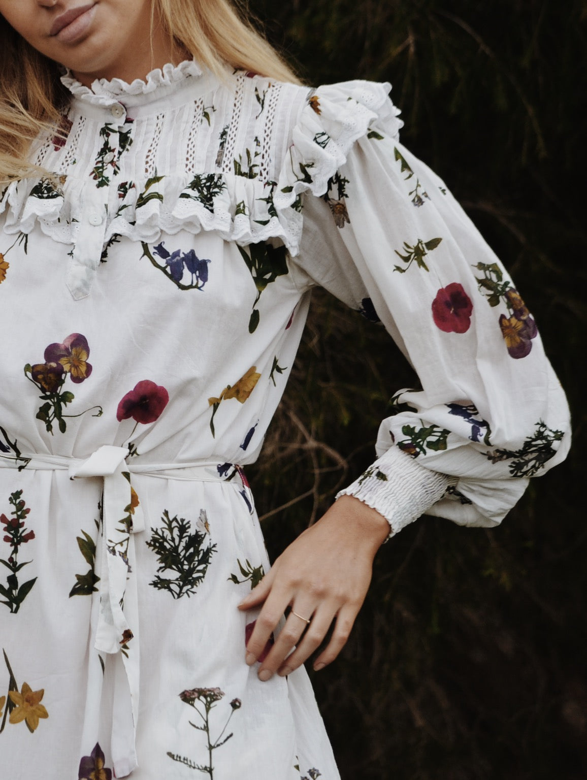 100% RECYCLED COTTON - CLOTHILDE DRESS GARDEN BOTANIC - NO BELT