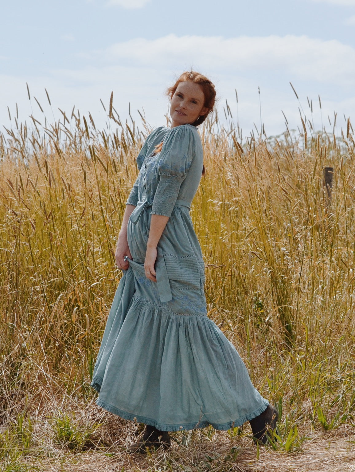 AUGUSTINE MAXI DRESS DUSTY TEAL