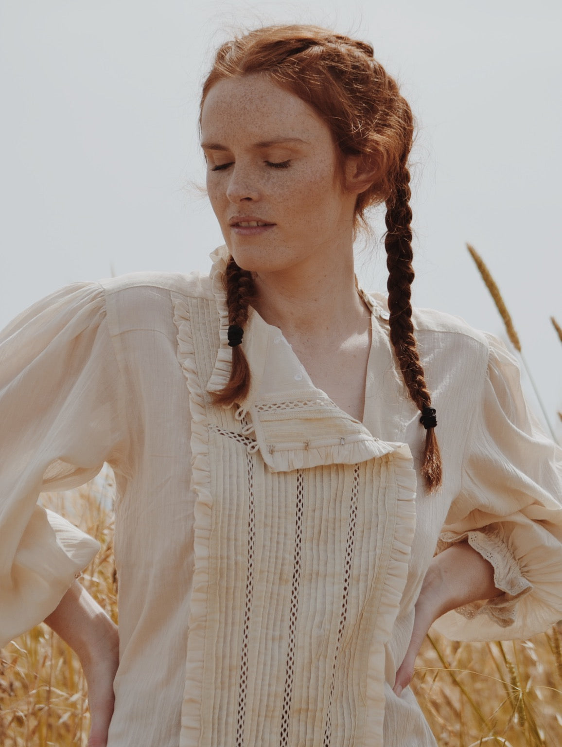 100% RECYCLED COTTON - PAULINA BLOUSE ANTIQUE WHITE