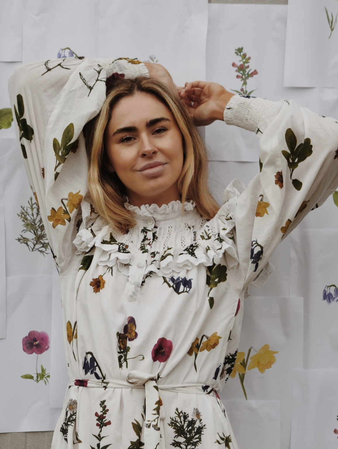 100% RECYCLED COTTON - CLOTHILDE DRESS GARDEN BOTANIC - NO BELT