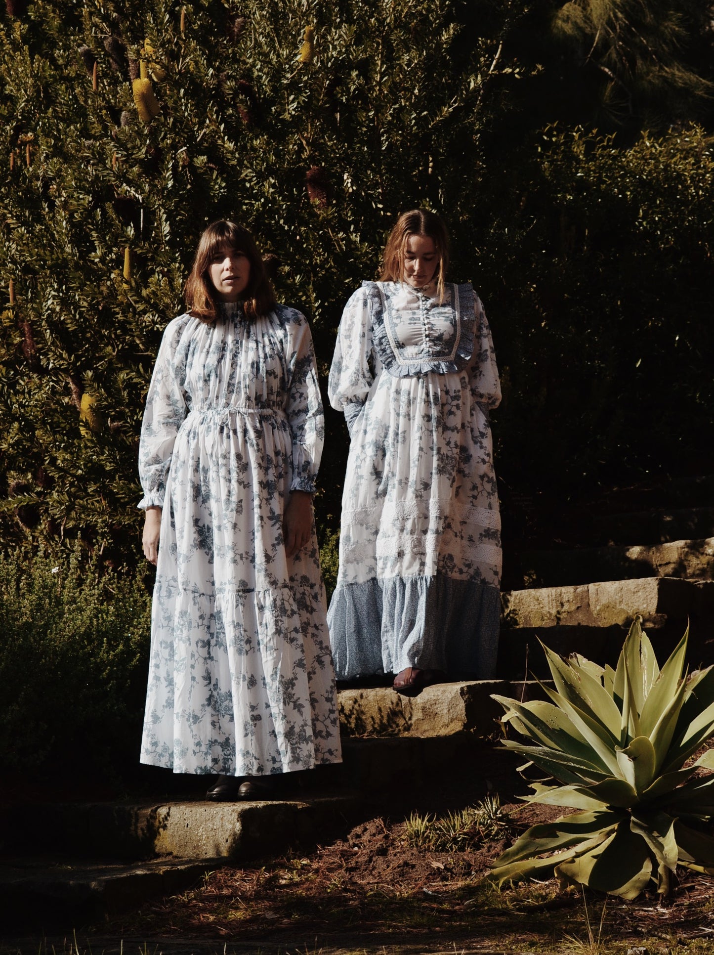 100% RECYCLED COTTON - PRAIRIE MAXI DRESS TOILE BLUE ROSE