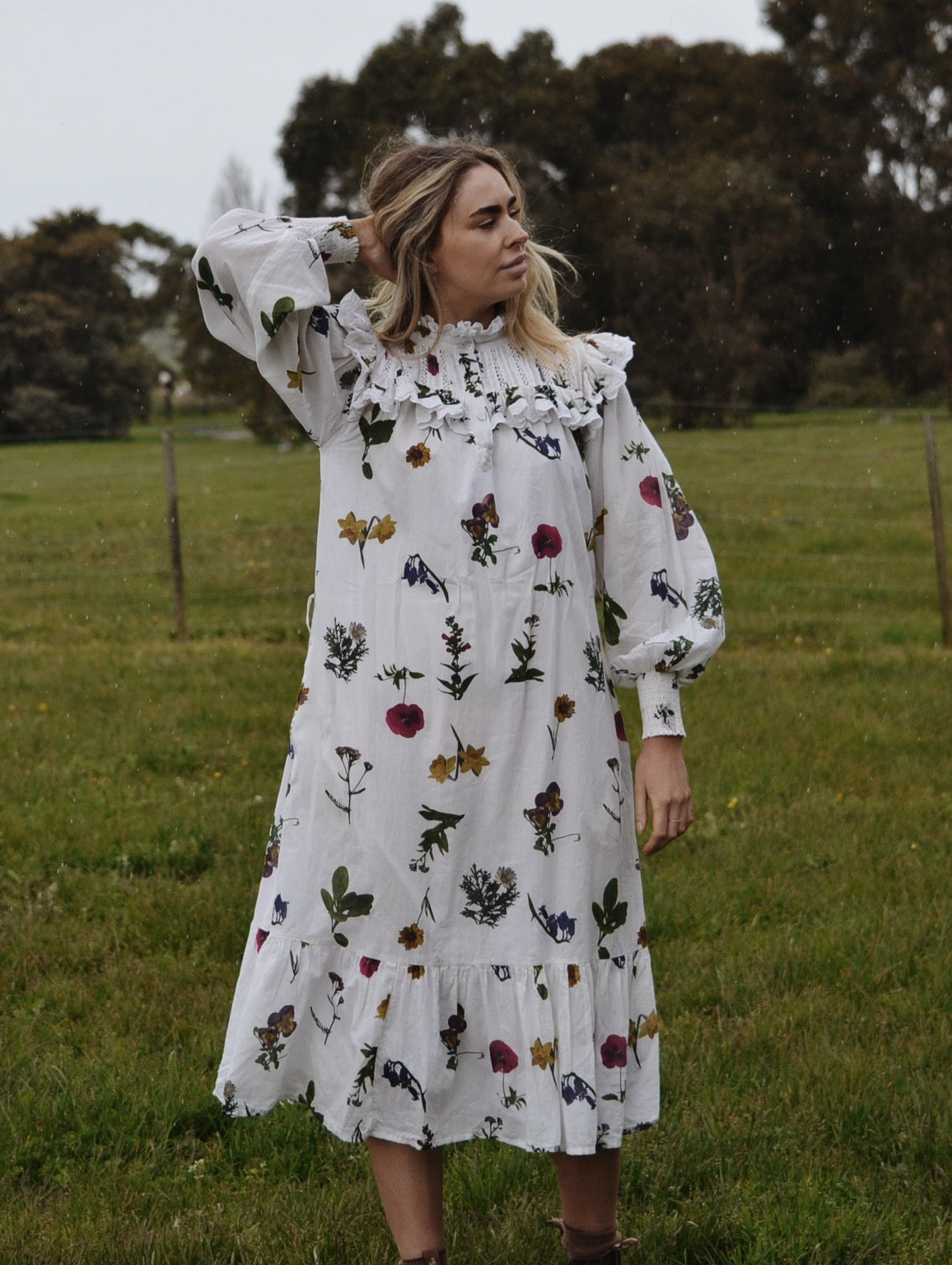 100% RECYCLED COTTON - CLOTHILDE DRESS GARDEN BOTANIC - NO BELT