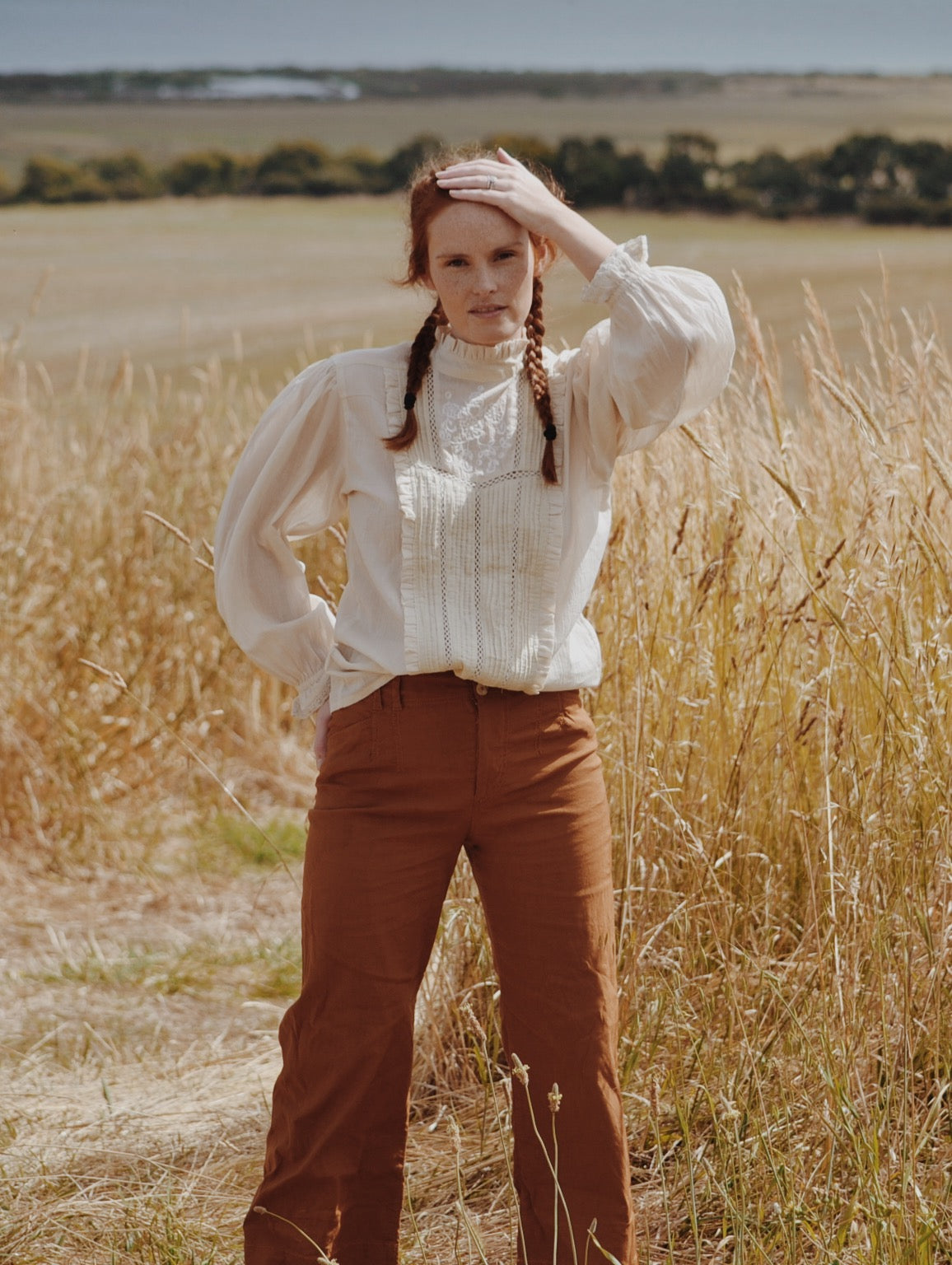 100% RECYCLED COTTON - PAULINA BLOUSE ANTIQUE WHITE