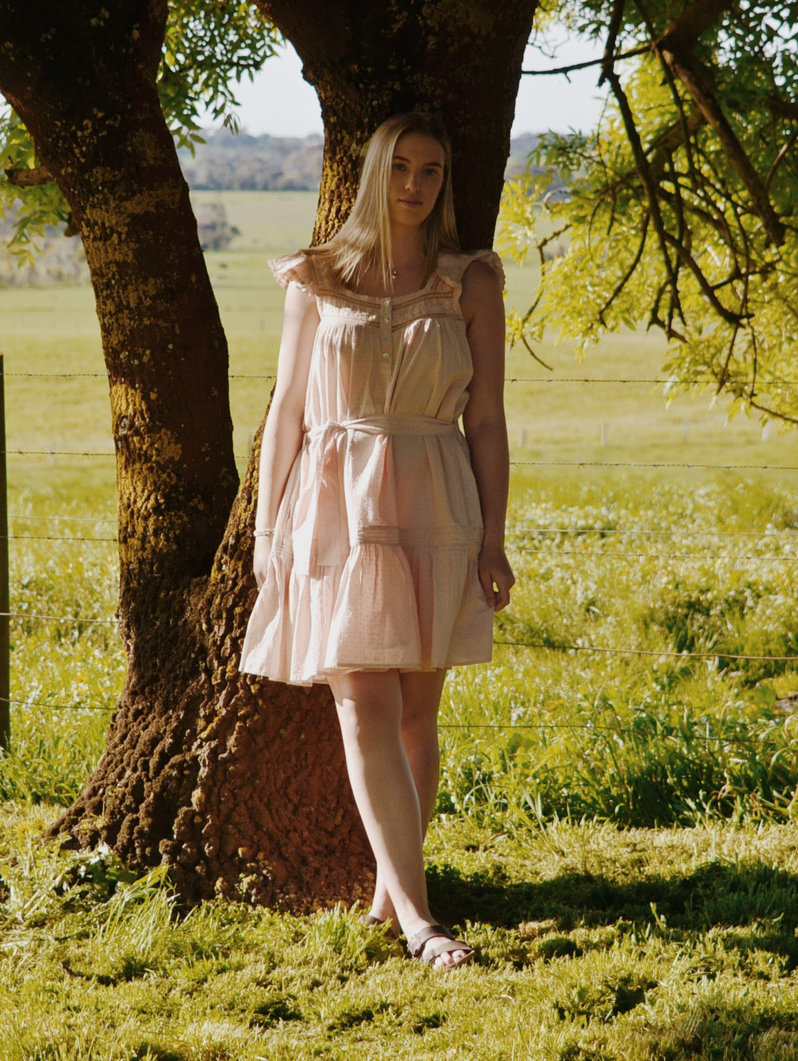 100% RECYCLED COTTON - ALICE DRESS -  ROSE BLUSH