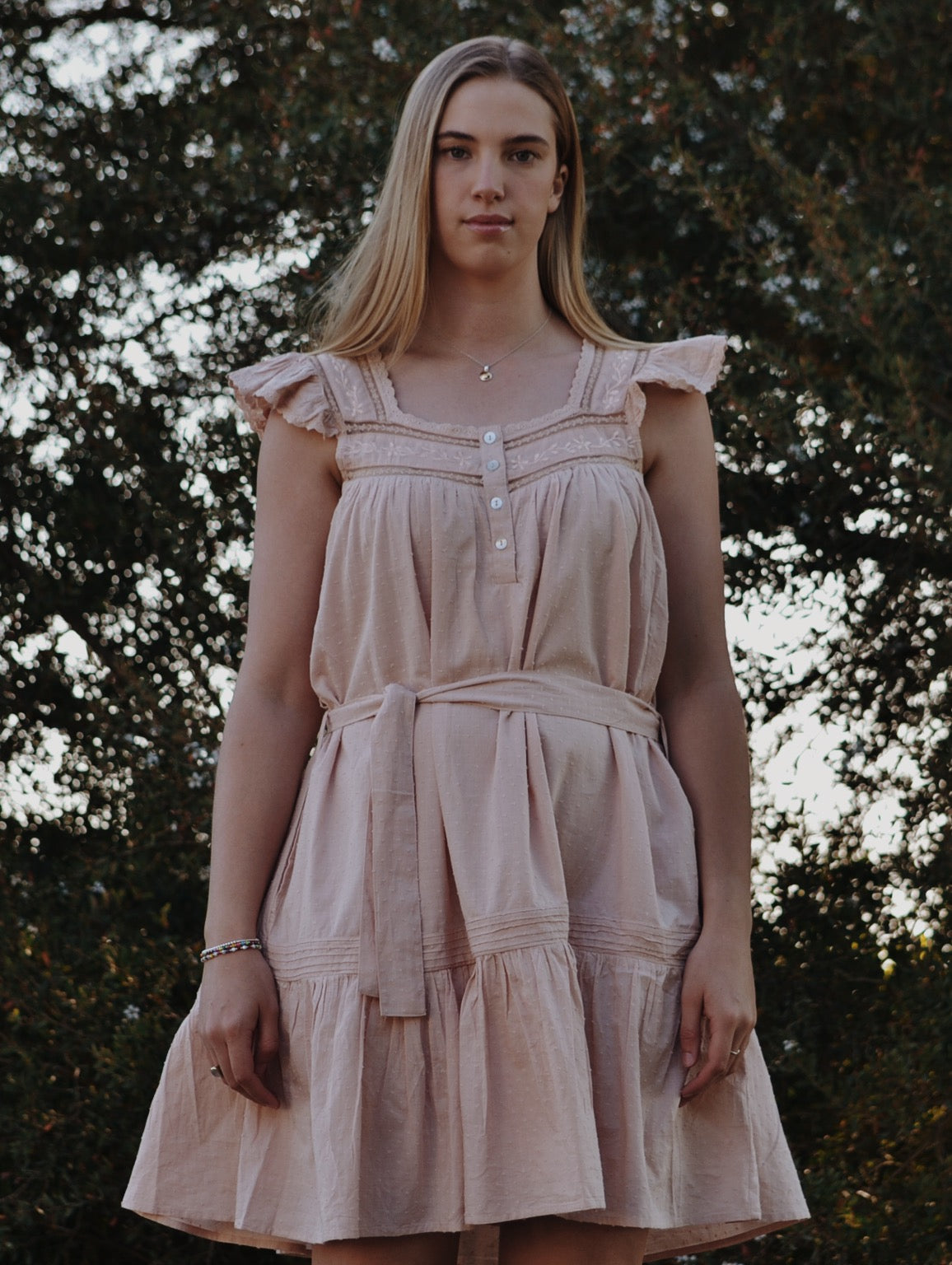 100% RECYCLED COTTON - ALICE DRESS -  ROSE BLUSH