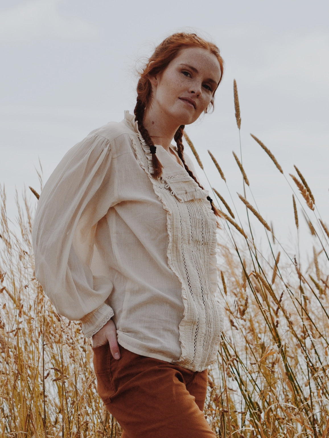 100% RECYCLED COTTON - PAULINA BLOUSE ANTIQUE WHITE