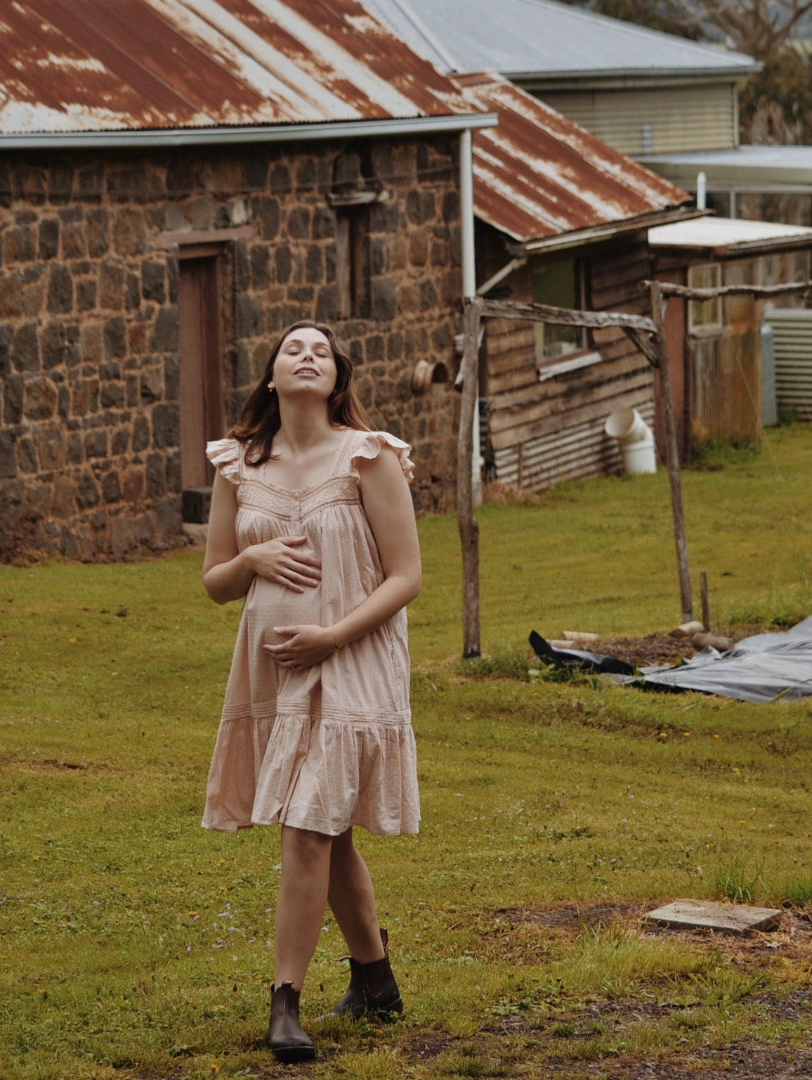 100% RECYCLED COTTON - ALICE DRESS -  ROSE BLUSH