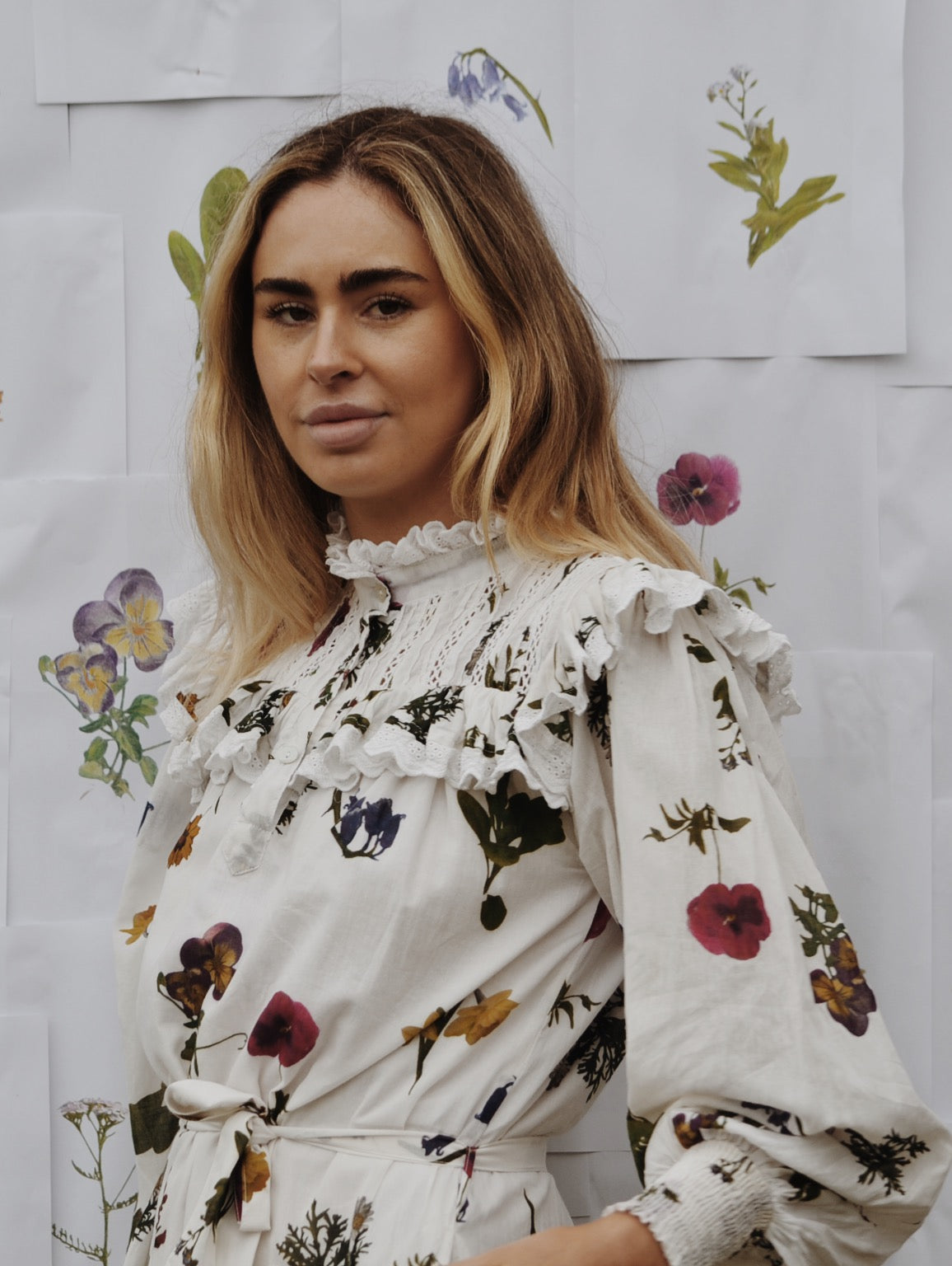 100% RECYCLED COTTON - CLOTHILDE DRESS GARDEN BOTANIC - NO BELT