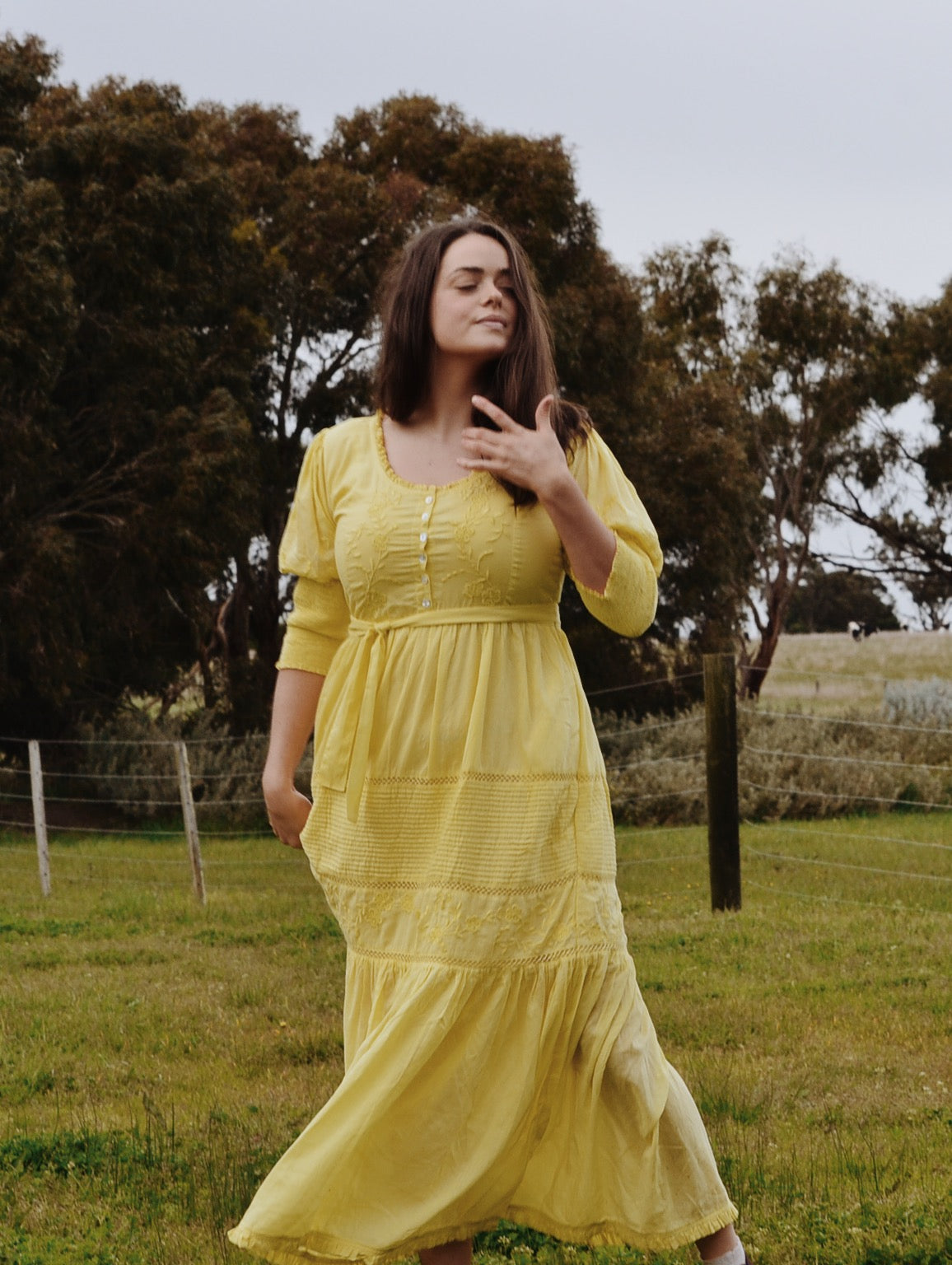 PRELOVED - AUGUSTINE MAXI DRESS LEMON MERINGUE XS