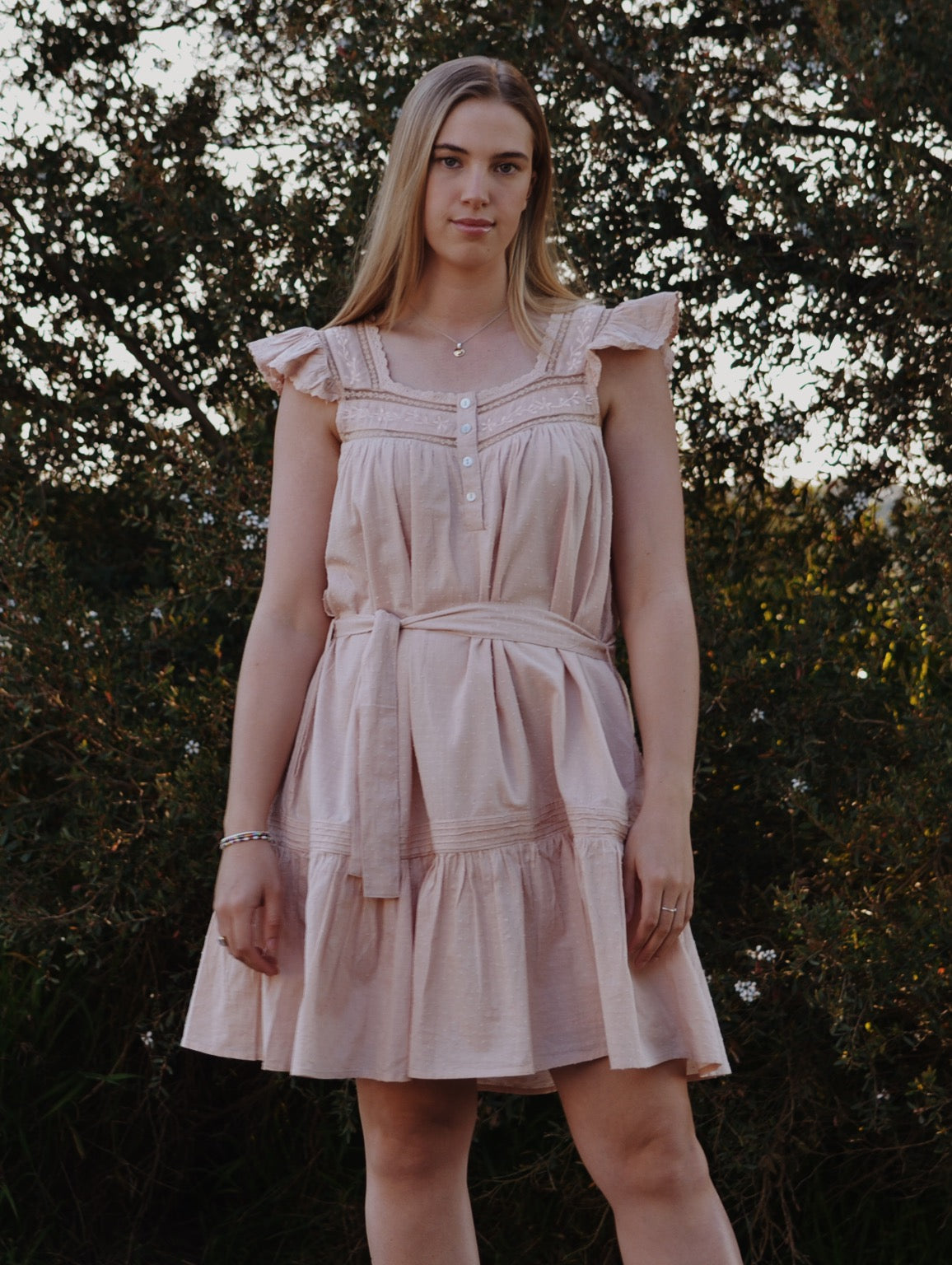 100% RECYCLED COTTON - ALICE DRESS -  ROSE BLUSH
