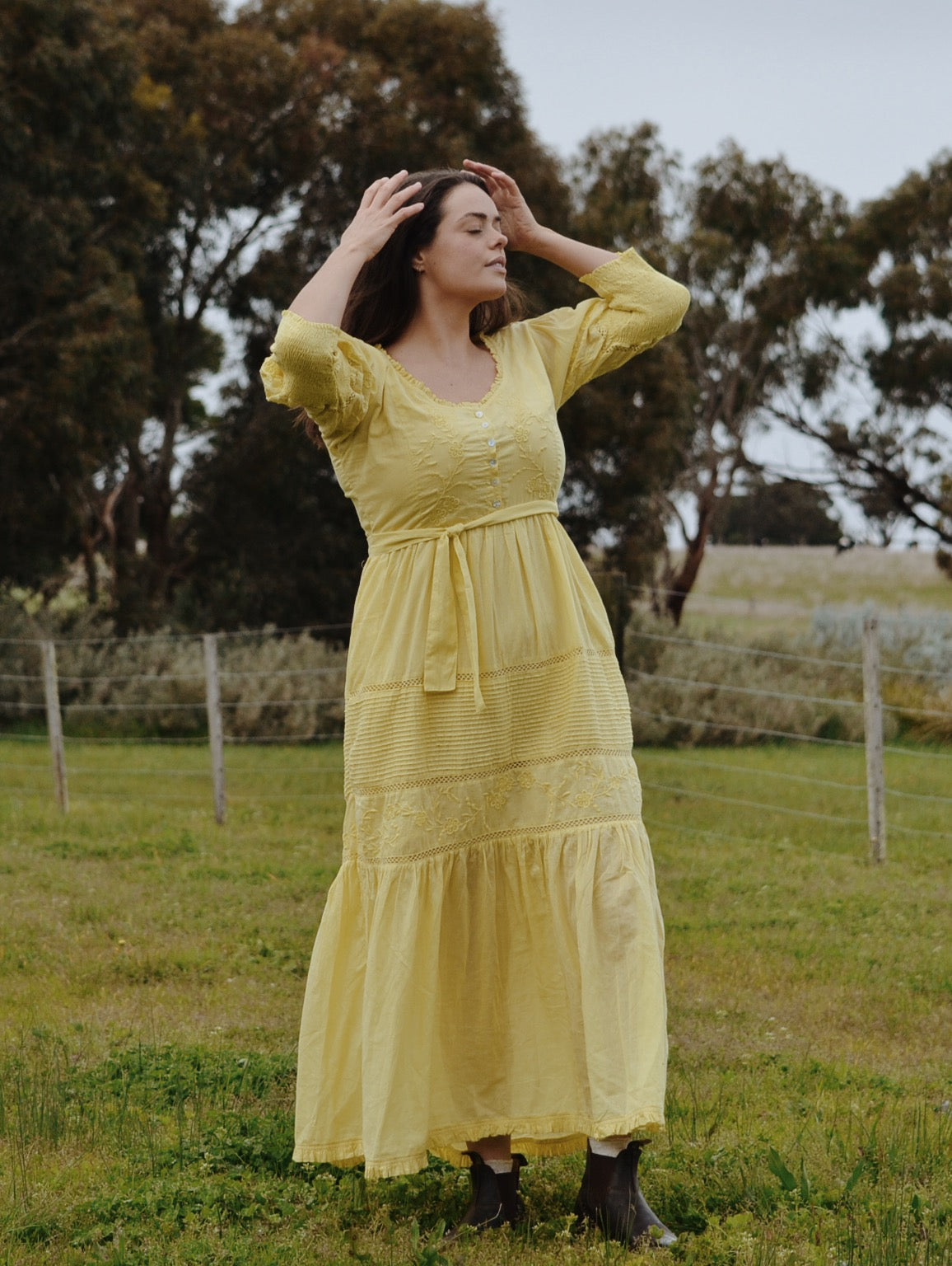 PRELOVED - AUGUSTINE MAXI DRESS LEMON MERINGUE XS