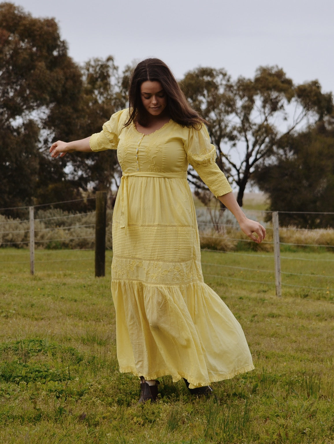PRELOVED - AUGUSTINE MAXI DRESS LEMON MERINGUE XS