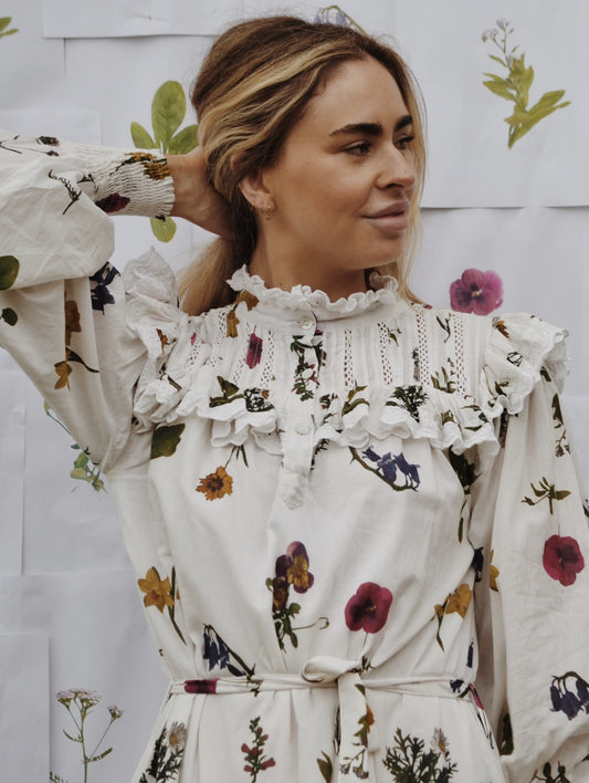 100% RECYCLED COTTON - CLOTHILDE DRESS GARDEN BOTANIC - NO BELT