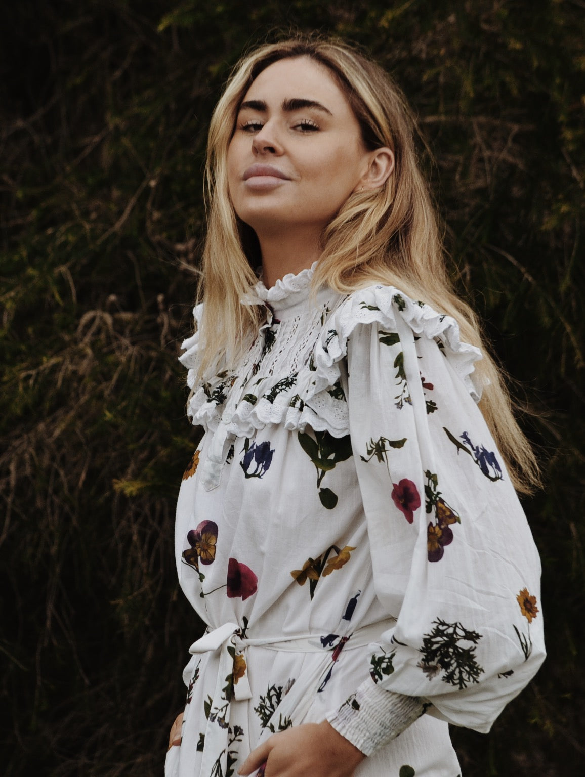 100% RECYCLED COTTON - CLOTHILDE DRESS GARDEN BOTANIC - NO BELT