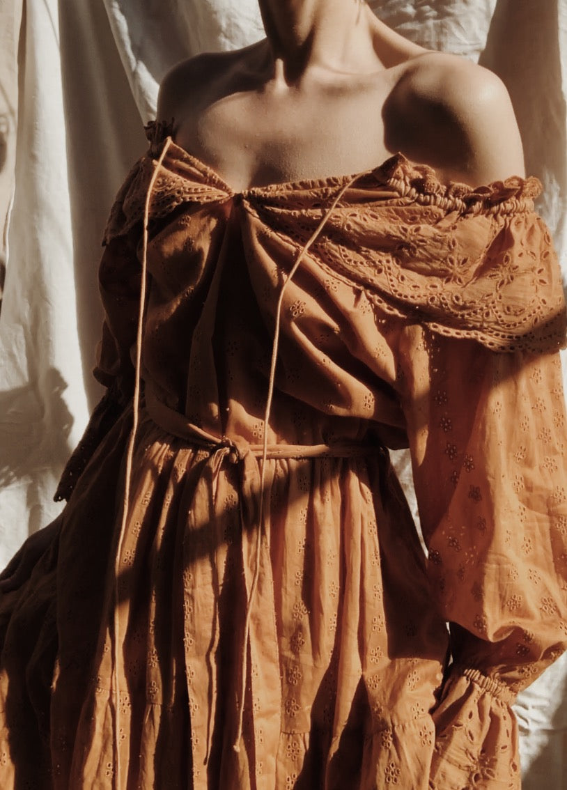 100% RECYCLED COTTON - MARIONETTE MAXI DRESS COPPER