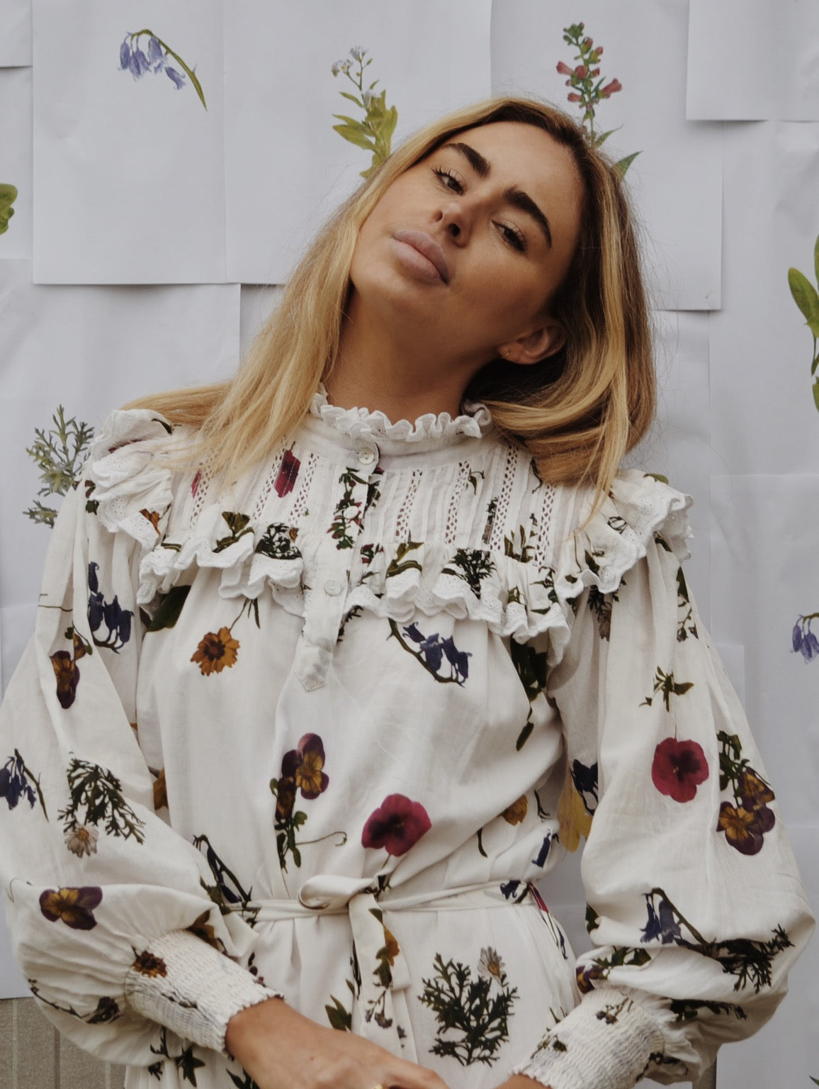 100% RECYCLED COTTON - CLOTHILDE DRESS GARDEN BOTANIC - NO BELT