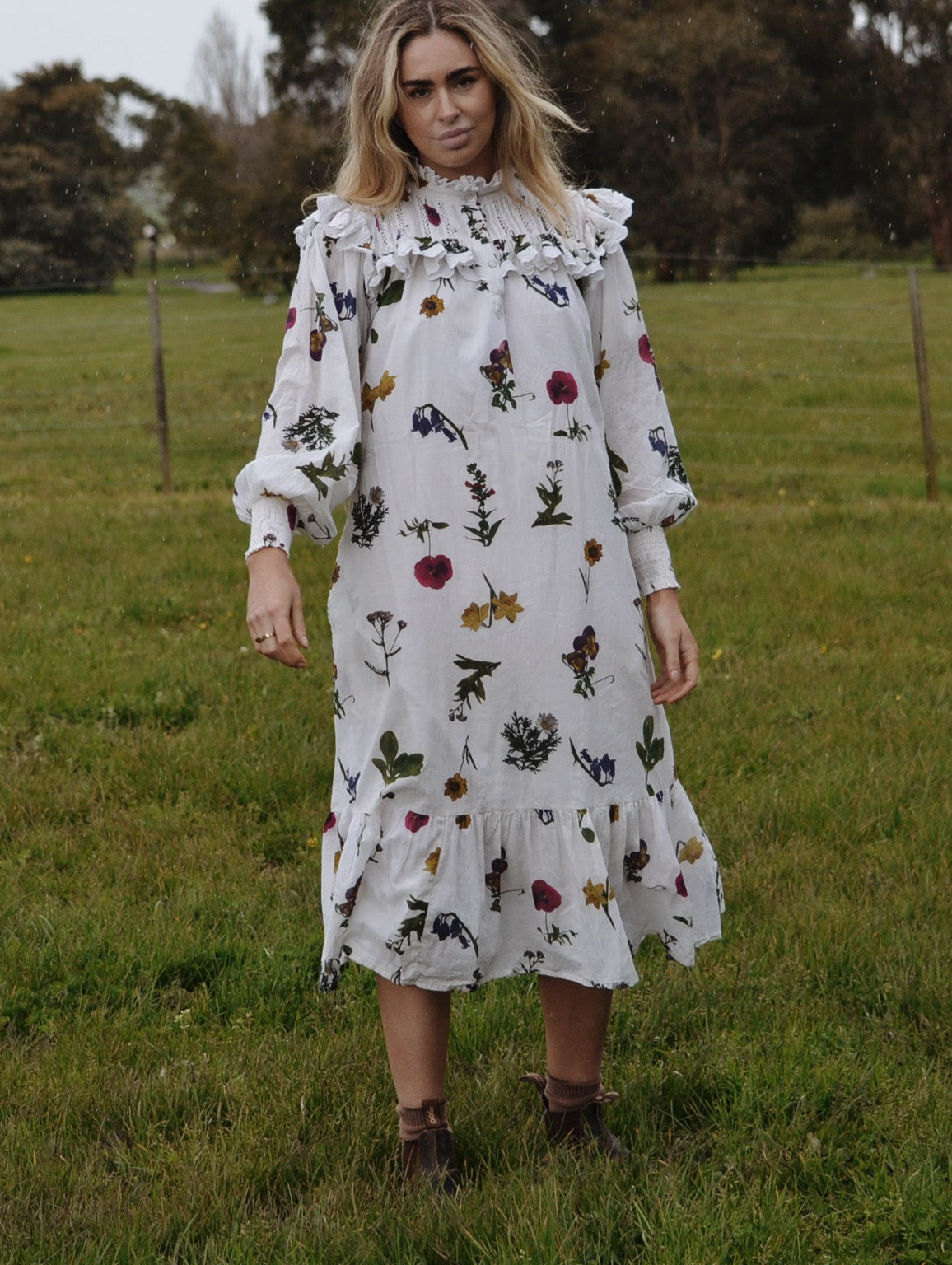 100% RECYCLED COTTON - CLOTHILDE DRESS GARDEN BOTANIC - NO BELT