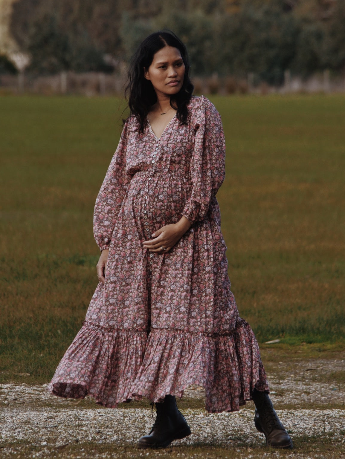 SMALL RESTOCK - MAÈLI MIDI DRESS BROWN FLORAL