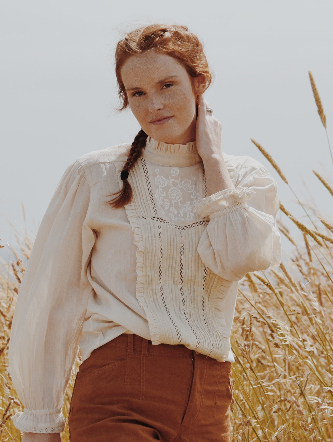 100% RECYCLED COTTON - PAULINA BLOUSE ANTIQUE WHITE