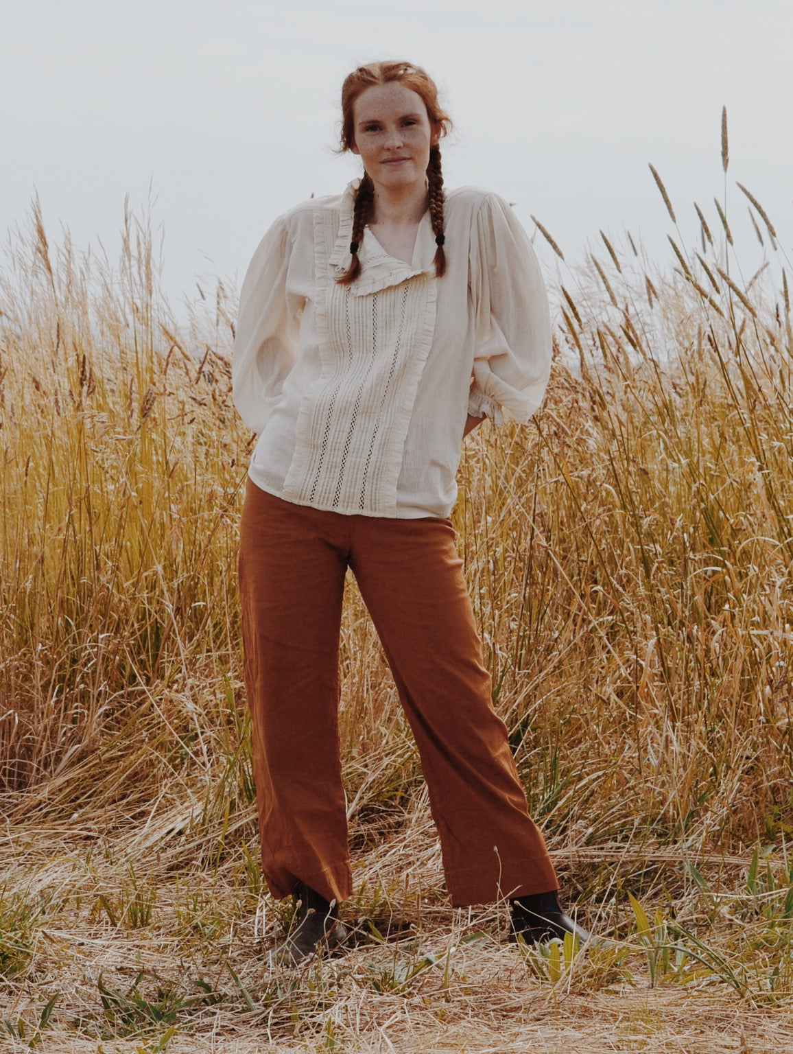 100% RECYCLED COTTON - PAULINA BLOUSE ANTIQUE WHITE