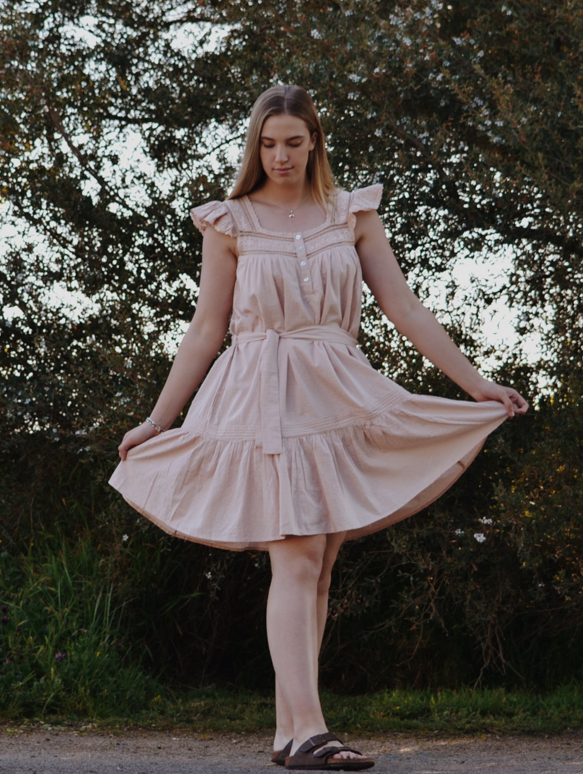 100% RECYCLED COTTON - ALICE DRESS -  ROSE BLUSH